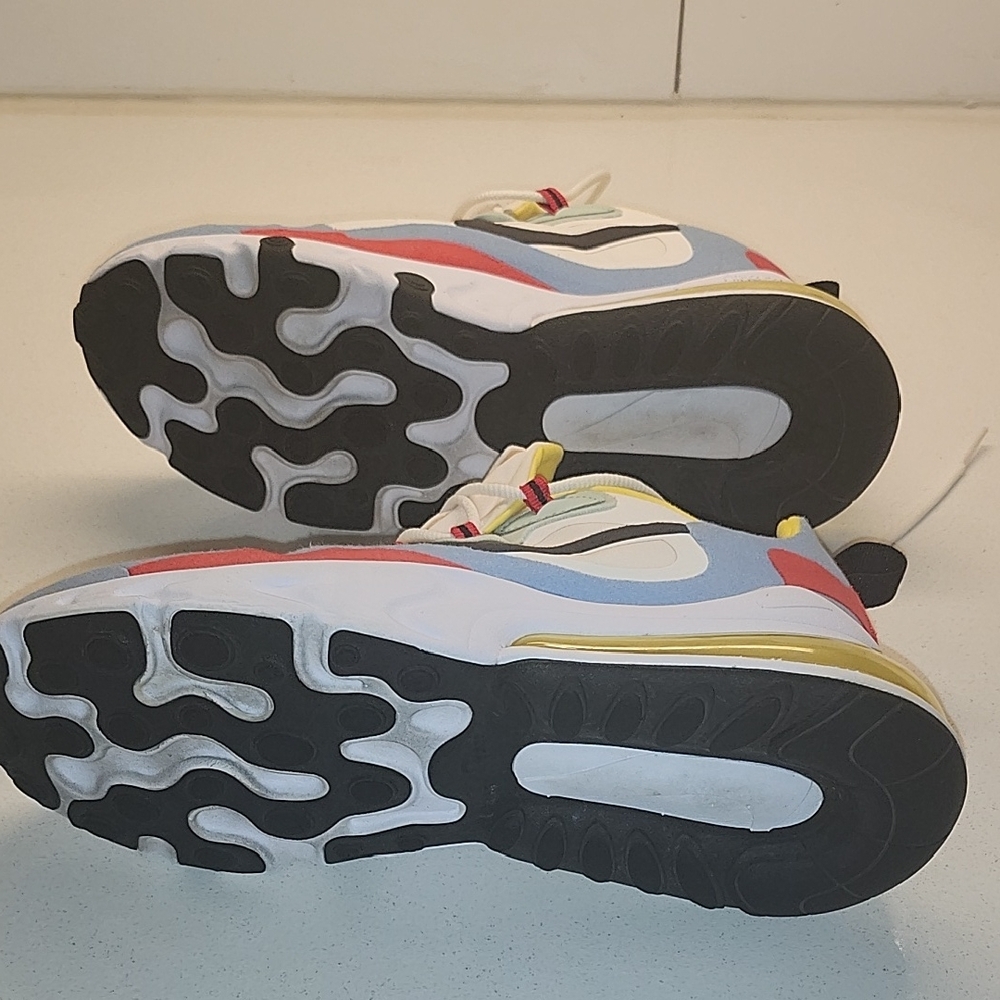 Nike WOMEN'S Air Max 270 React Sneakers - White, Blue, Yellow - Picture 4 of 7